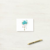 Türkisfarbene Rose mit Tasten Post-it Klebezettel (Auf Schreibtisch)