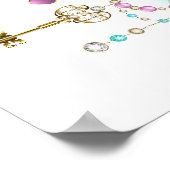 Türkisfarbene Rose mit Tasten Poster (Ecke)