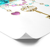 Türkisfarbene Rose mit Tasten Poster (Ecke)