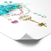 Türkisfarbene Rose mit Tasten Poster (Ecke)