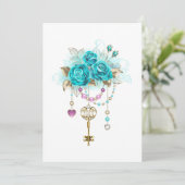 Türkisfarbene Rose mit Tasten Programm (Stehend Vorderseite)