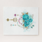 Türkisfarbene Rose mit Tasten Puzzle (Horizontal)