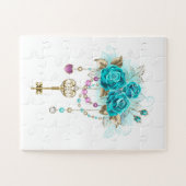 Türkisfarbene Rose mit Tasten Puzzle (Horizontal)