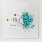 Türkisfarbene Rose mit Tasten Puzzle (Horizontal)