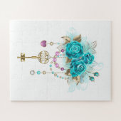 Türkisfarbene Rose mit Tasten Puzzle (Horizontal)