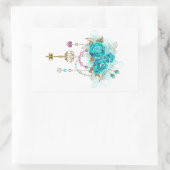 Türkisfarbene Rose mit Tasten Rechteckiger Aufkleber (Tasche)