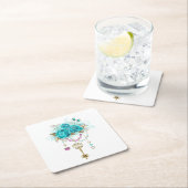 Türkisfarbene Rose mit Tasten Rechteckiger Pappuntersetzer (Vor Ort)