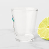 Türkisfarbene Rose mit Tasten Schnapsglas (Rechts)