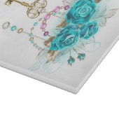 Türkisfarbene Rose mit Tasten Schneidebrett (Ecke)