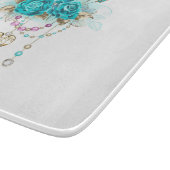 Türkisfarbene Rose mit Tasten Schneidebrett (Ecke)