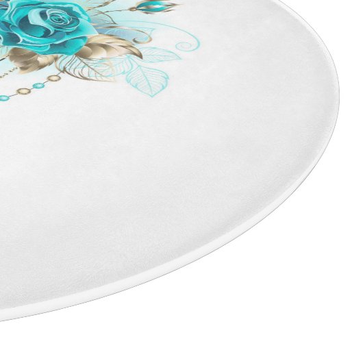 Türkisfarbene Rose mit Tasten Schneidebrett (Ecke)