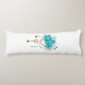 Türkisfarbene Rose mit Tasten Seitenschläferkissen (Vorderseite)