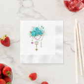 Türkisfarbene Rose mit Tasten Serviette (Beispiel)
