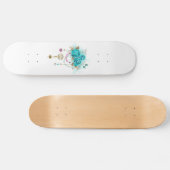 Türkisfarbene Rose mit Tasten Skateboard (Horizontal)