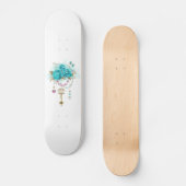 Türkisfarbene Rose mit Tasten Skateboard (Vorderseite)
