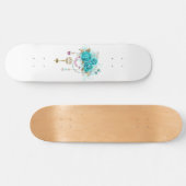 Türkisfarbene Rose mit Tasten Skateboard (Horizontal)