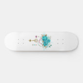 Türkisfarbene Rose mit Tasten Skateboard (Horizontal)