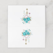 Türkisfarbene Rose mit Tasten Treuekarte (Außenseite Aufgefaltet)