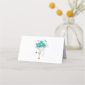 Türkisfarbene Rose mit Tasten Treuekarte (Rückseite)