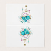 Türkisfarbene Rose mit Tasten Visitenkarten (Außenseite Aufgefaltet)