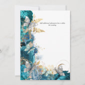 Türkisfarbene Rose Schmetterling Blauer Silbergold Einladung (Rückseite)
