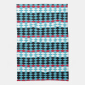 Türkisfarbene, rote, schwarze, weiße Diamanten Geschirrtuch (Vertikal)