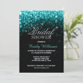 Türkisfarbene Saitenleuchten mit Brautparty Einladung (Stehend Vorderseite)