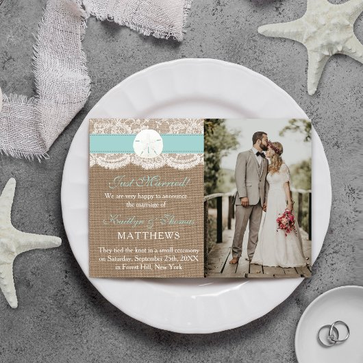 Türkisfarbene Sand Dollar Beach Hochzeitssommage F Ankündigung