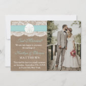 Türkisfarbene Sand Dollar Beach Hochzeitssommage F Ankündigung (Vorderseite)