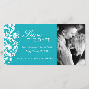 Türkisfarbene Save the Date Fotokarte