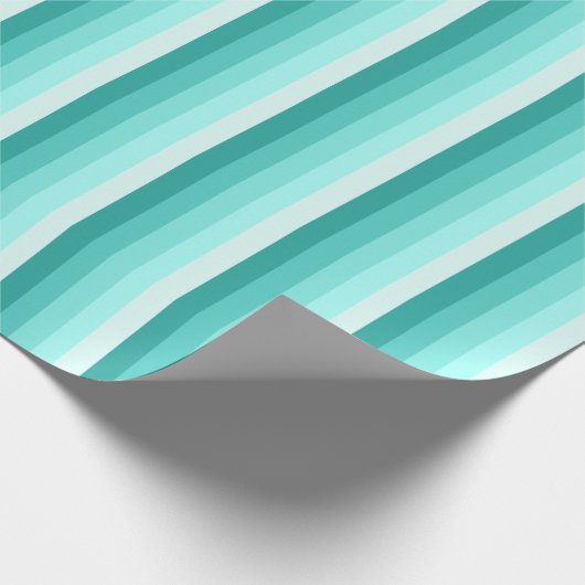 Türkisfarbene Schattenstreifen Geschenkpapier (Ecke)