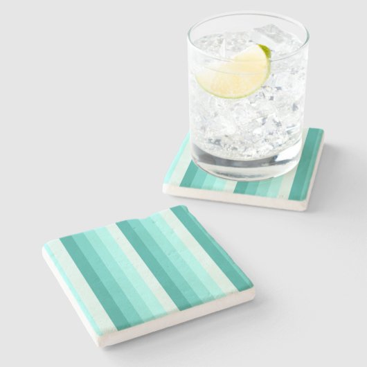 Türkisfarbene Schattenstreifen Steinuntersetzer (Seitenansicht)