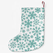 Türkisfarbene Schneeflocken. Benutzerdefiniert mit Kleiner Weihnachtsstrumpf (Rückseite)