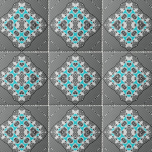Türkisfarbene Schwarz-weiß geometrische dynamische Fliese