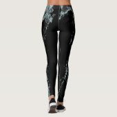 Türkisfarbene, schwarze Marmorverkleidung Leggings (Rückseite)