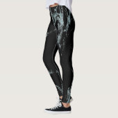 Türkisfarbene, schwarze Marmorverkleidung Leggings (Links)