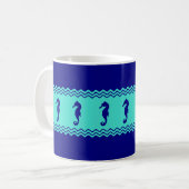 Türkisfarbene Seepferde Kaffeetasse (Vorderseite Links)