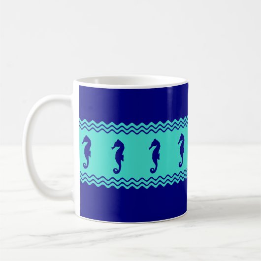 Türkisfarbene Seepferde Kaffeetasse (Links)