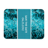 Türkisfarbene Sequins Look Disco Mirrors Blend Magnet (Horizontal)