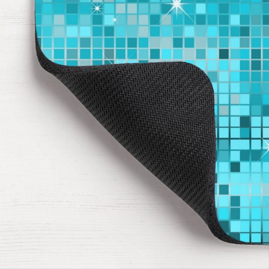 Türkisfarbene Sequins Look Disco Mirrors Blend Mousepad (Ecke)