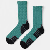 Türkisfarbene Socken mit schwarzen Bündchen (Links)