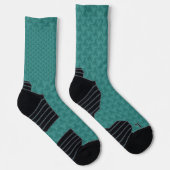Türkisfarbene Socken mit schwarzen Bündchen (Rechts)