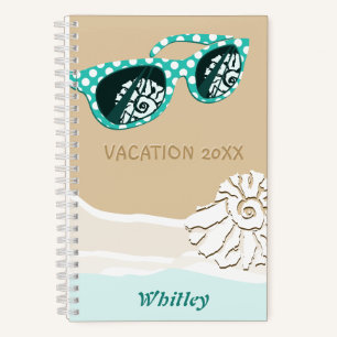 Türkisfarbene Sonnenbrille Spiegel Schale Strandur Notizblock