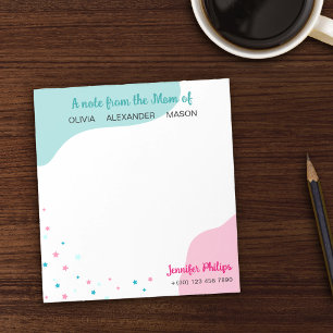 Türkisfarbene Stars Ein Hinweis aus der Mama Notizblock