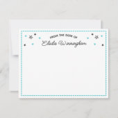 Türkisfarbene Sterne vom Schreibtisch mit dem Name Mitteilungskarte (Vorderseite)