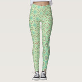 Türkisfarbene Sternexplosion Muster Leggings (Vorderseite)