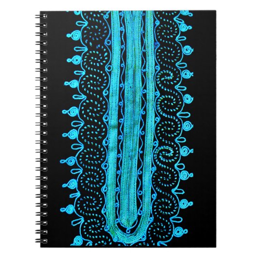 Türkisfarbene Stickerei Notizblock (Vorderseite)