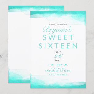 Türkisfarbene Strand Aqua Aquarell Moderne Chic Sw Einladung