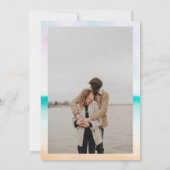 Türkisfarbene Strandkalligraphie Einladung (Rückseite)