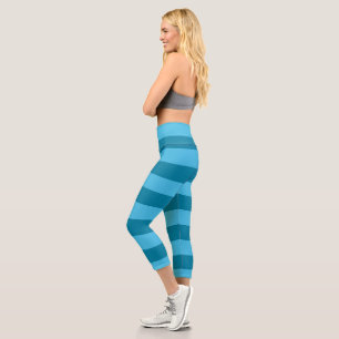 Türkisfarbene Streifen Capri Leggings